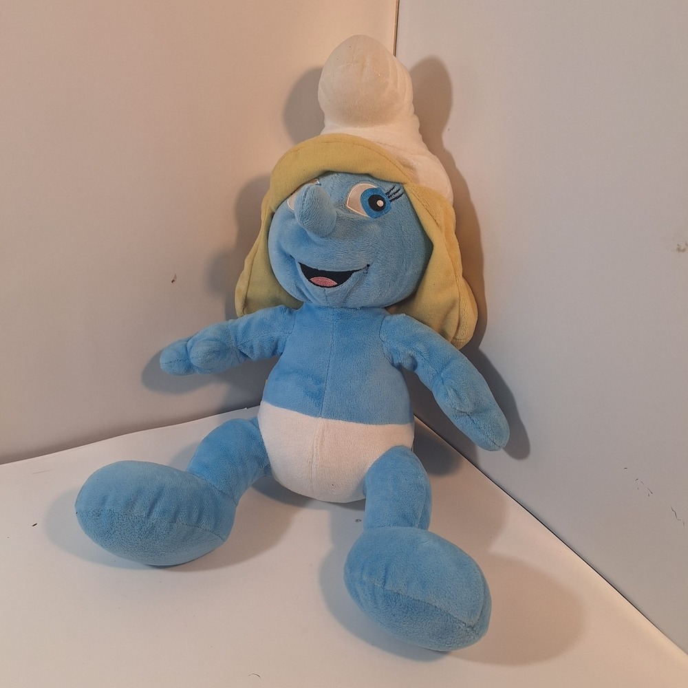 Build A Bear Smurfs Smurfette Blue Girl Stuffed Animal Plush Toy Blonde 16in